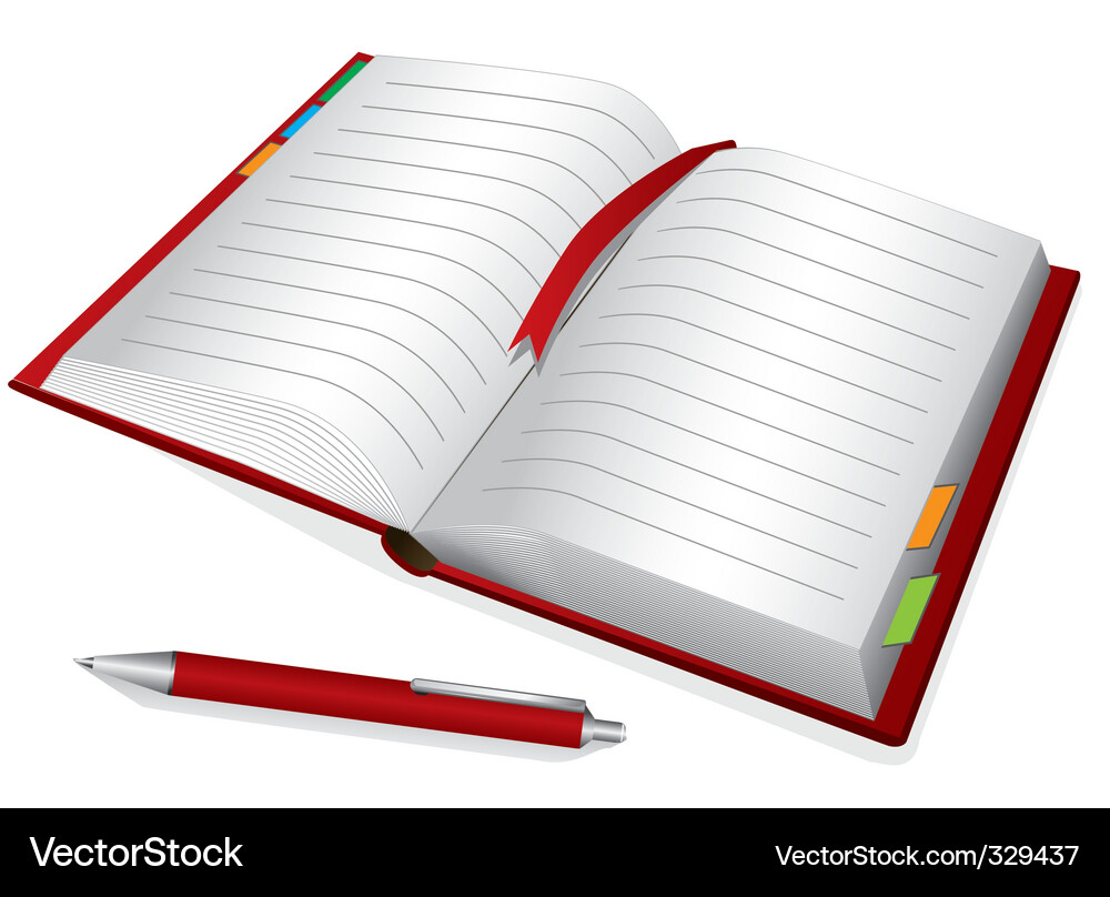 Red Notebook with Bookmark Vector Image