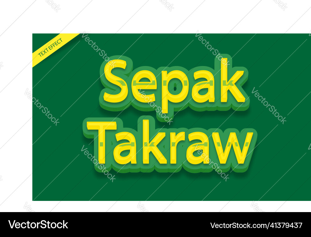 Sepak takraw text effect design vector image