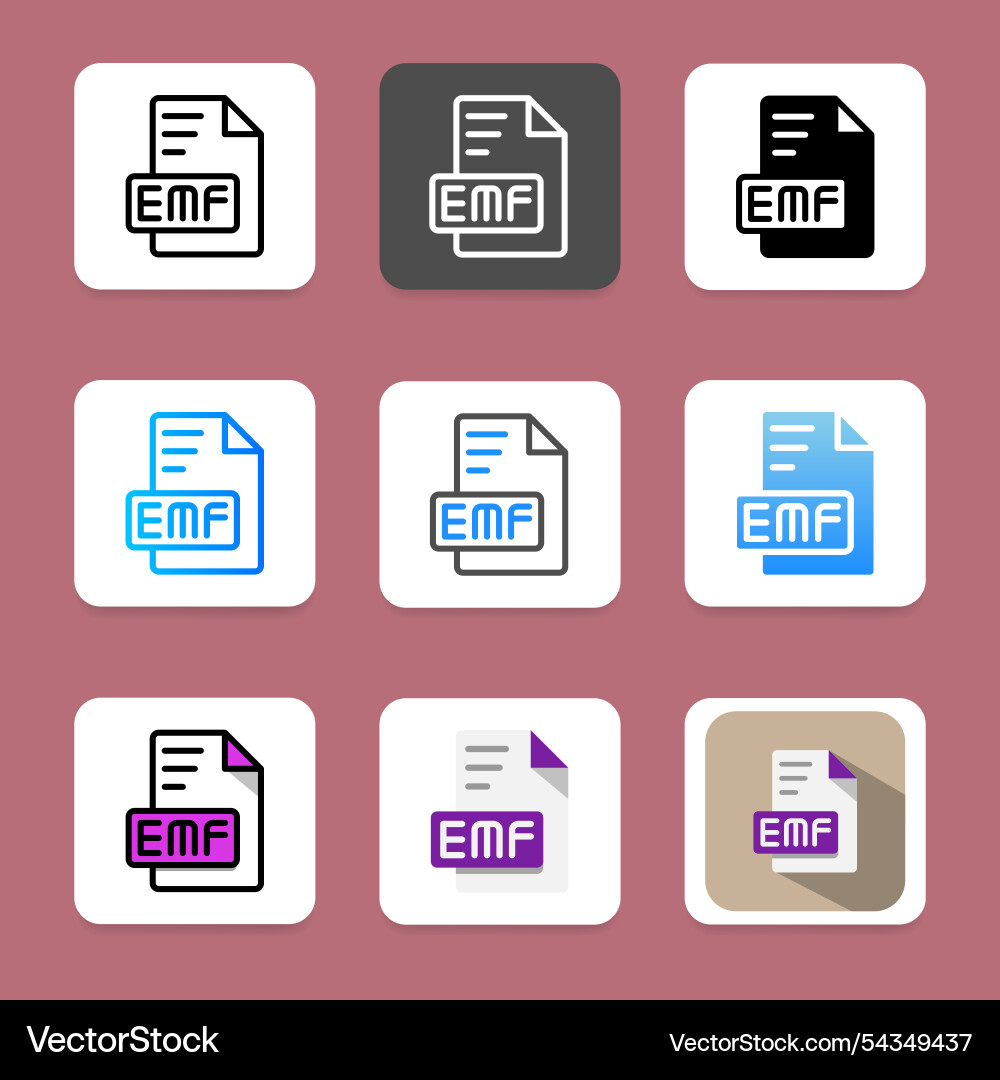 Set of emf file icons with clear and informative Set of emf file icons with clear and informative vector image
