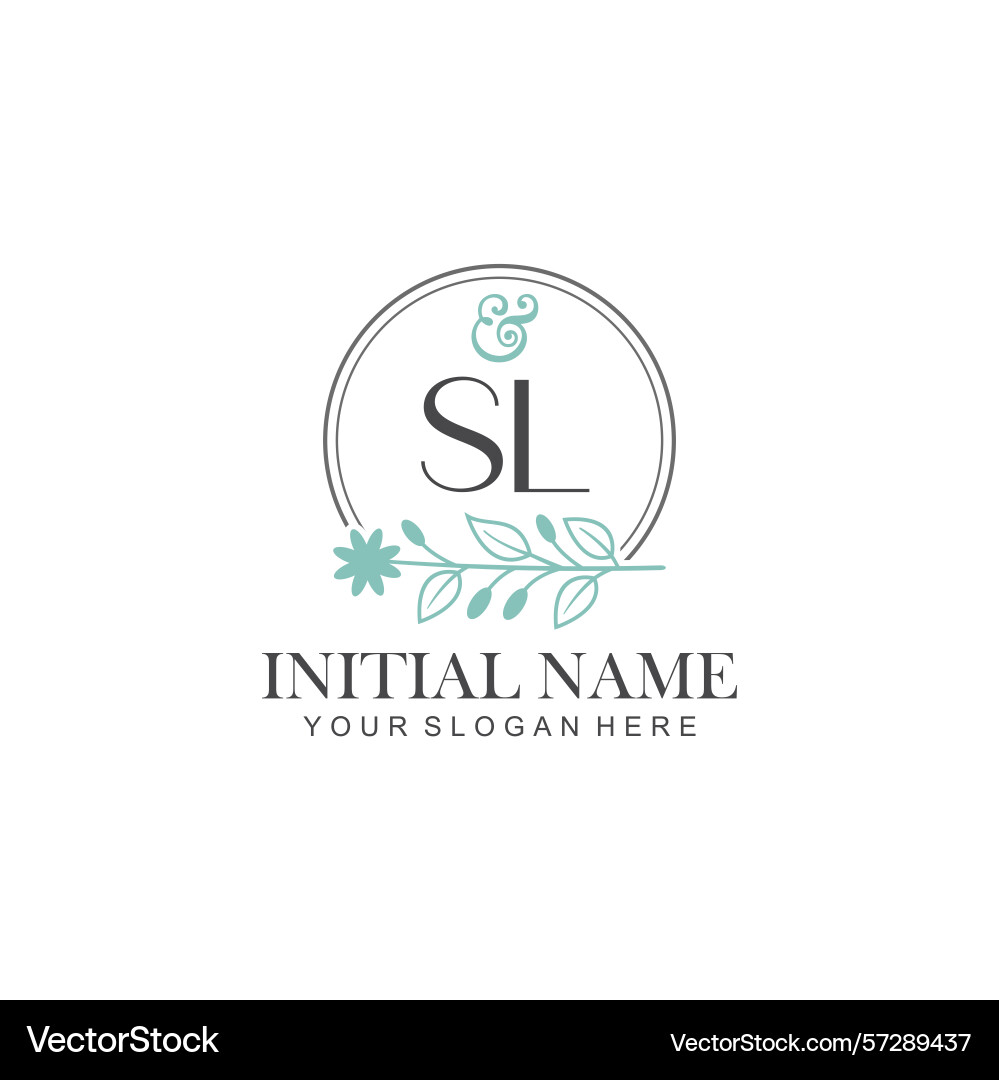 Sl initial logo templates with botanical elements Sl initial logo templates with botanical elements vector image