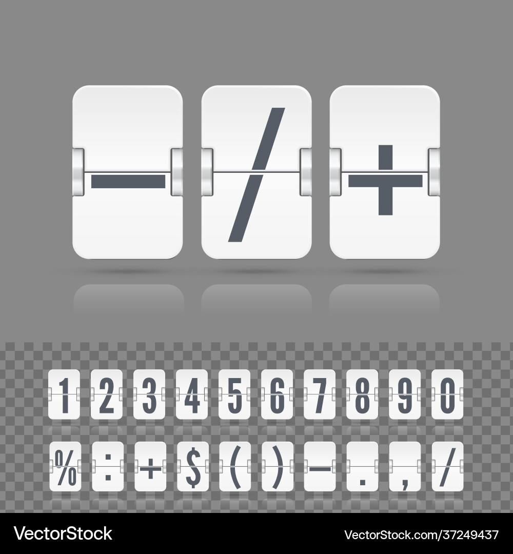 White analog countdown font White analog countdown font vector image