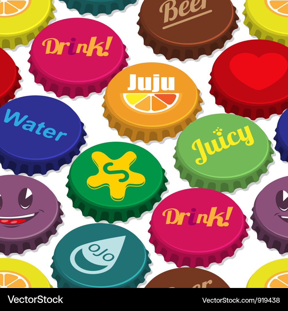 Bottle Caps Pattern - Refreshing Colors Vector Image