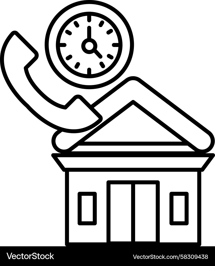 Building with Clock and Phone Icon Vector Image