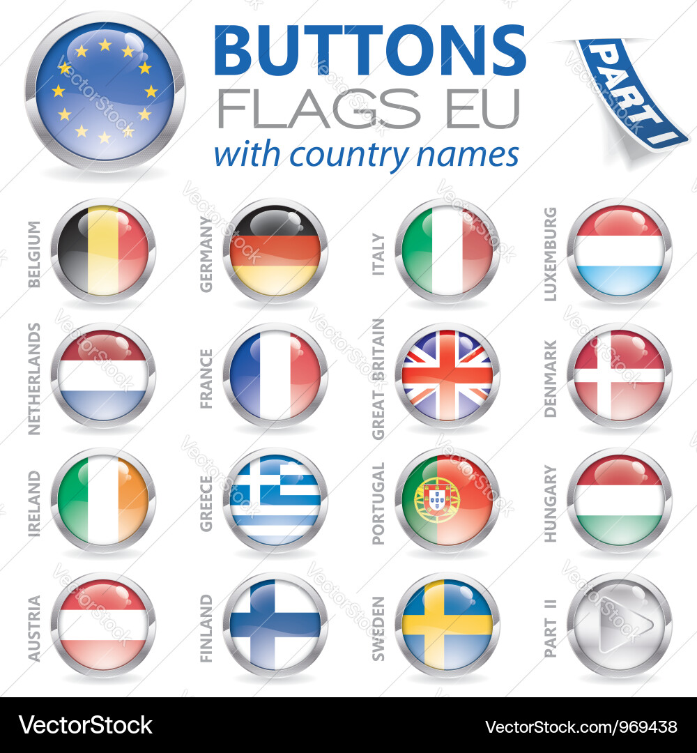 Buttons with eu flags vector image