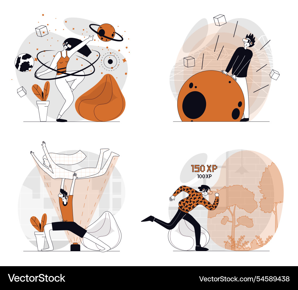 Cyberspace concept set in flat design for web Cyberspace concept set in flat design for web vector image