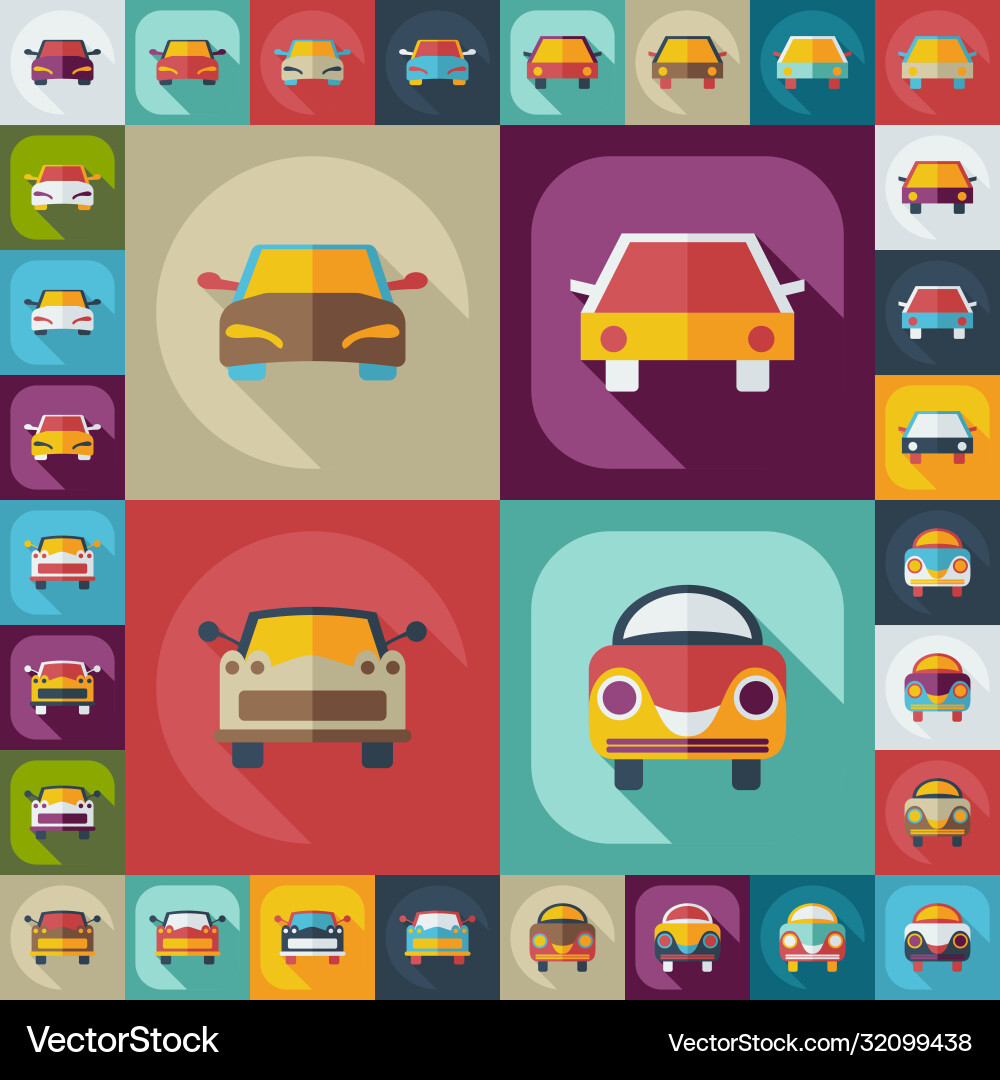 Flat concept set modern design with shadow car Vector Image