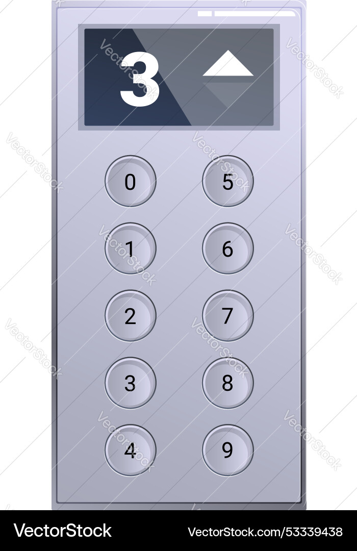 Modern elevator control panel showing floor number Modern elevator control panel showing floor number Vector Image