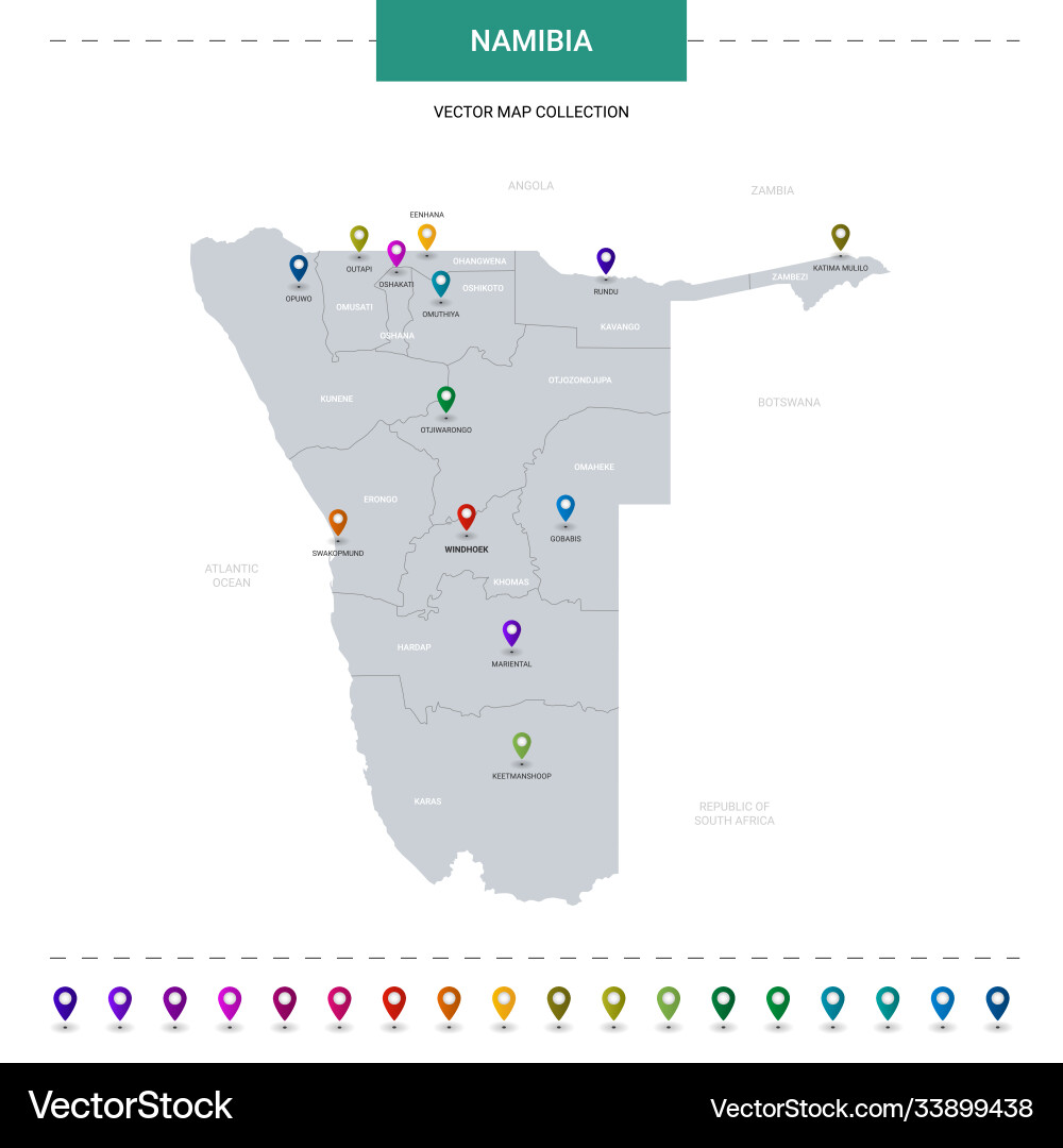 Namibia Map with Location Points vector image