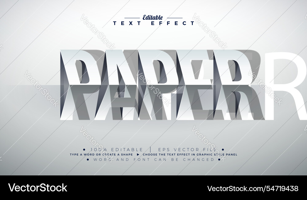 Paper 3d text effect design editable and scalable Paper 3d text effect design editable and scalable vector image