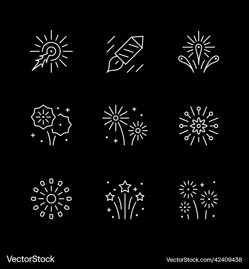 Set line icons of firework Set line icons of firework vector image