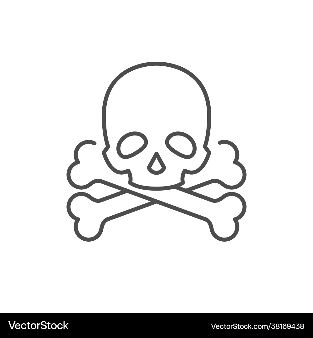 Skull and crossed bones line icon Skull and crossed bones line icon vector image