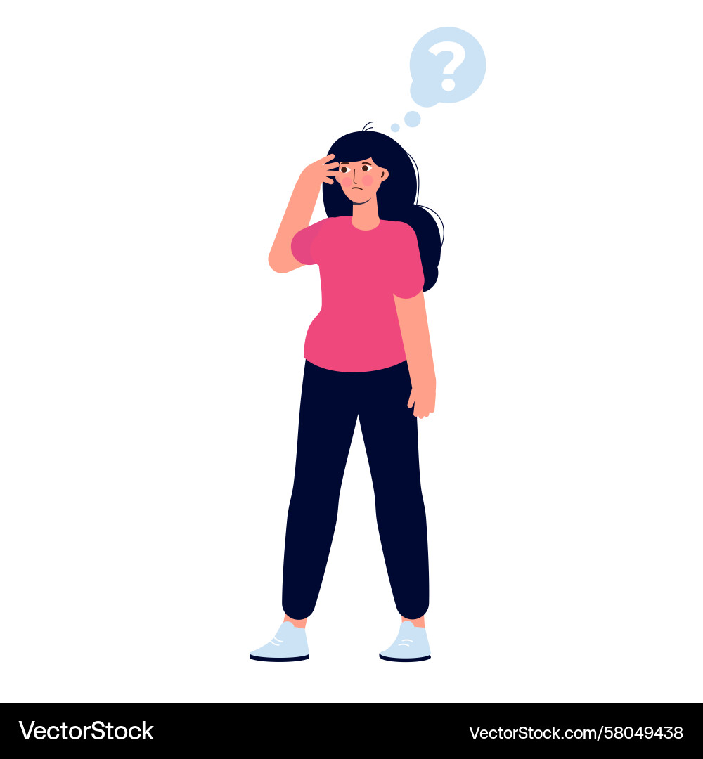 Woman Contemplating Problem – Royalty-Free Vector | VectorStock