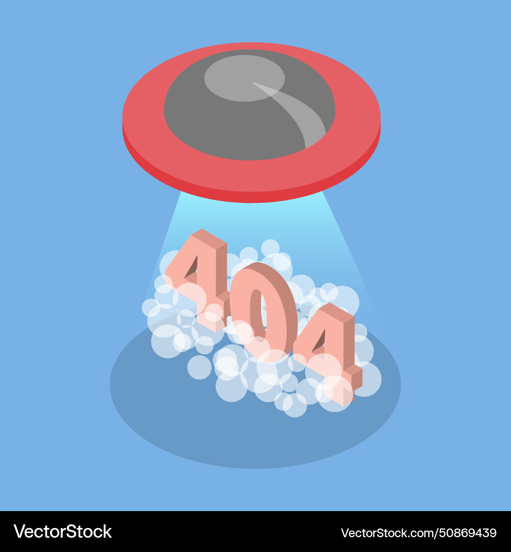 3d isometric flat of 404 error 3d isometric flat of 404 error vector image
