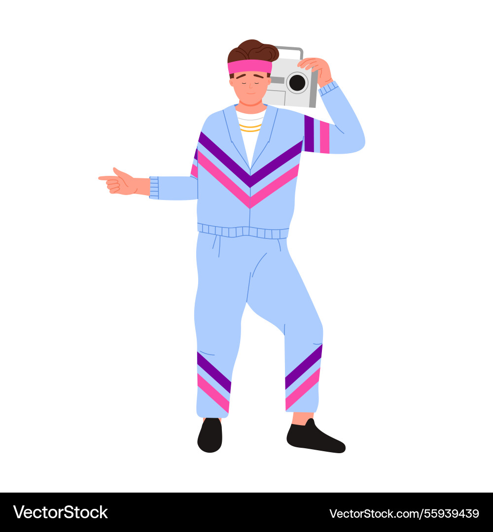 A retro exercise enthusiast who enjoys capturing A retro exercise enthusiast who enjoys capturing vector image