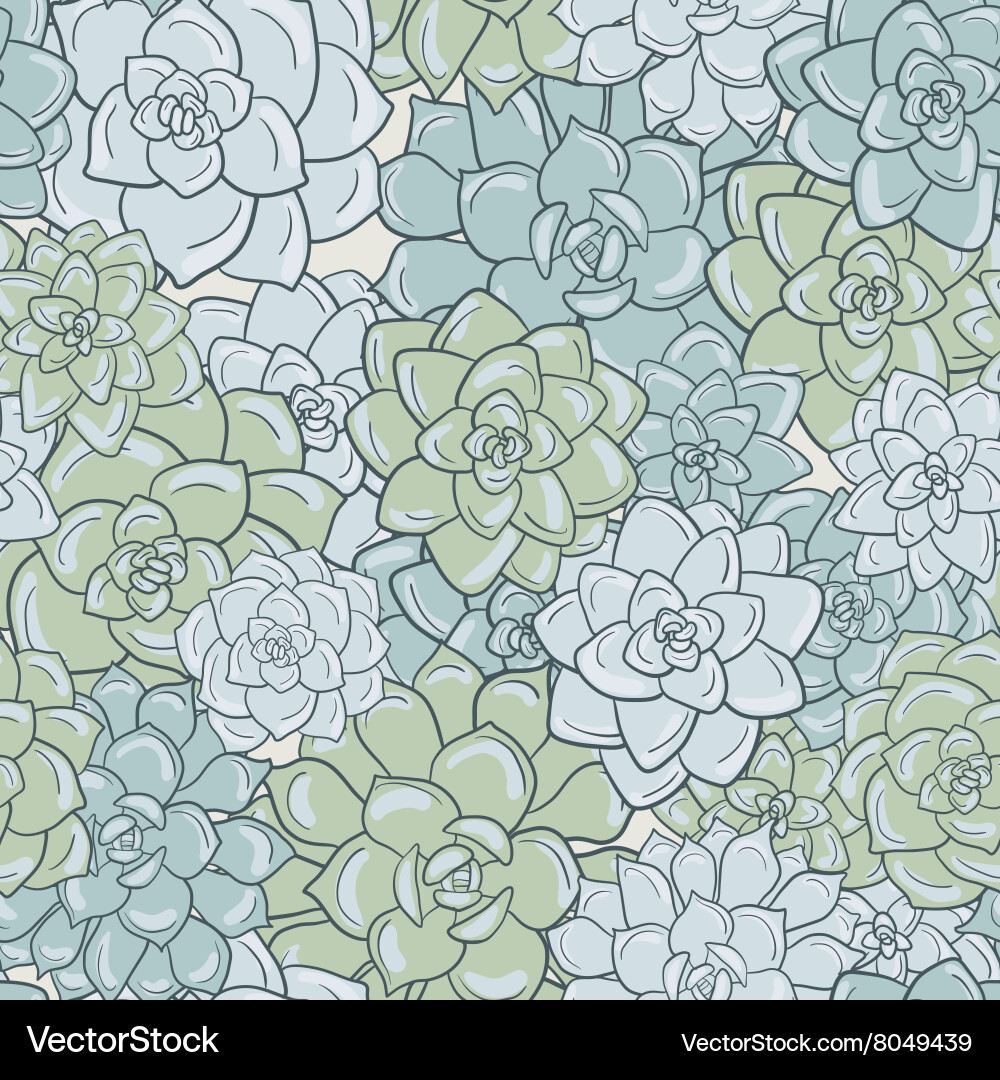 Abstract seamless pattern with succulentes vector image