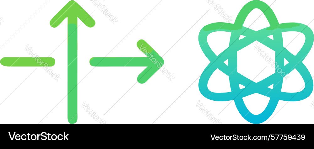 Atomic structure directional flow icon science vector image