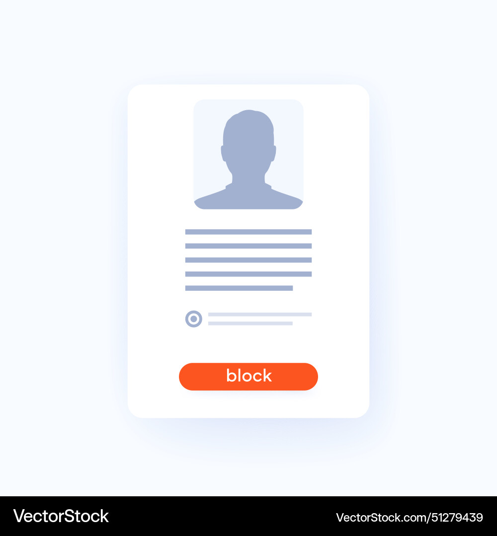 Block user form with a button ui design vector image