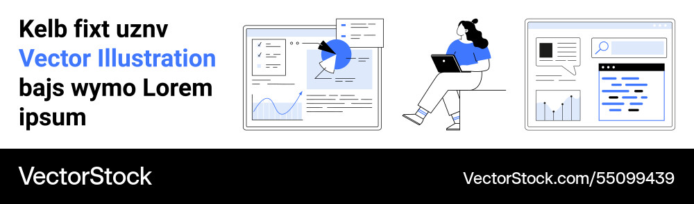 Business analytics data visualization and remote Business analytics data visualization and remote vector image