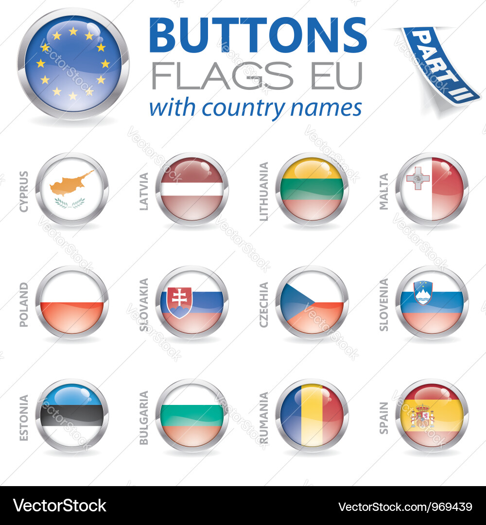 Buttons with eu flags vector image