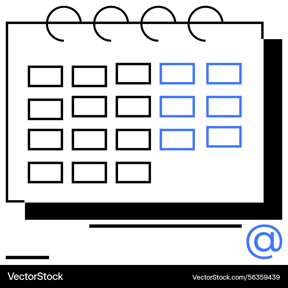 Calendar with spiral binding showing days Calendar with spiral binding showing days Vector Image