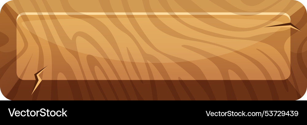 Cartoon button with wooden texture game ui vector image
