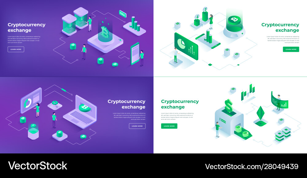 Cryptocurrency exchange and blockchain 3d Vector Image