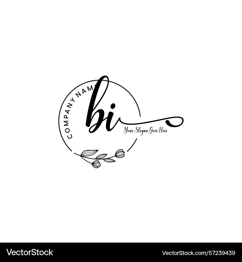 Elegant bi initial logo design with botanical Vector Image