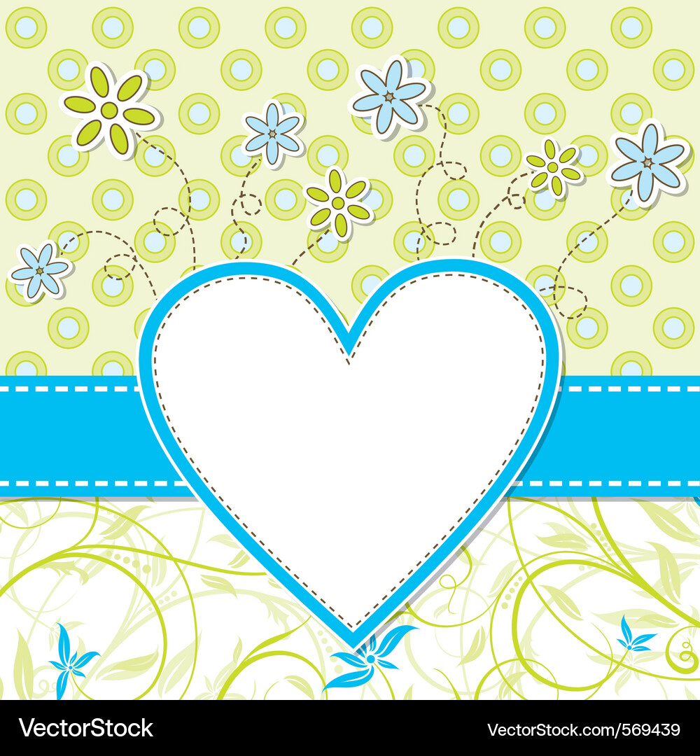 Floral Heart Greeting Card Template Vector Image