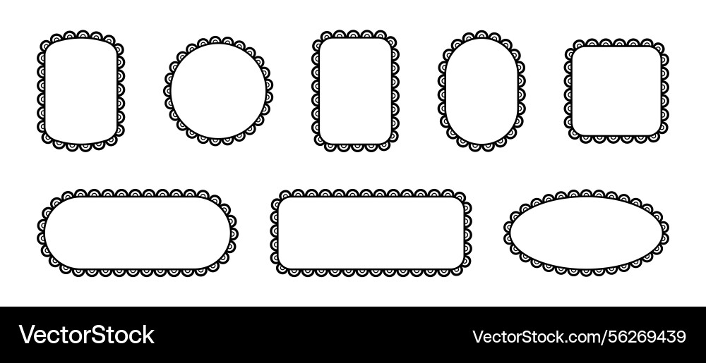 Frame with scallop edge lace borders pattern vector image