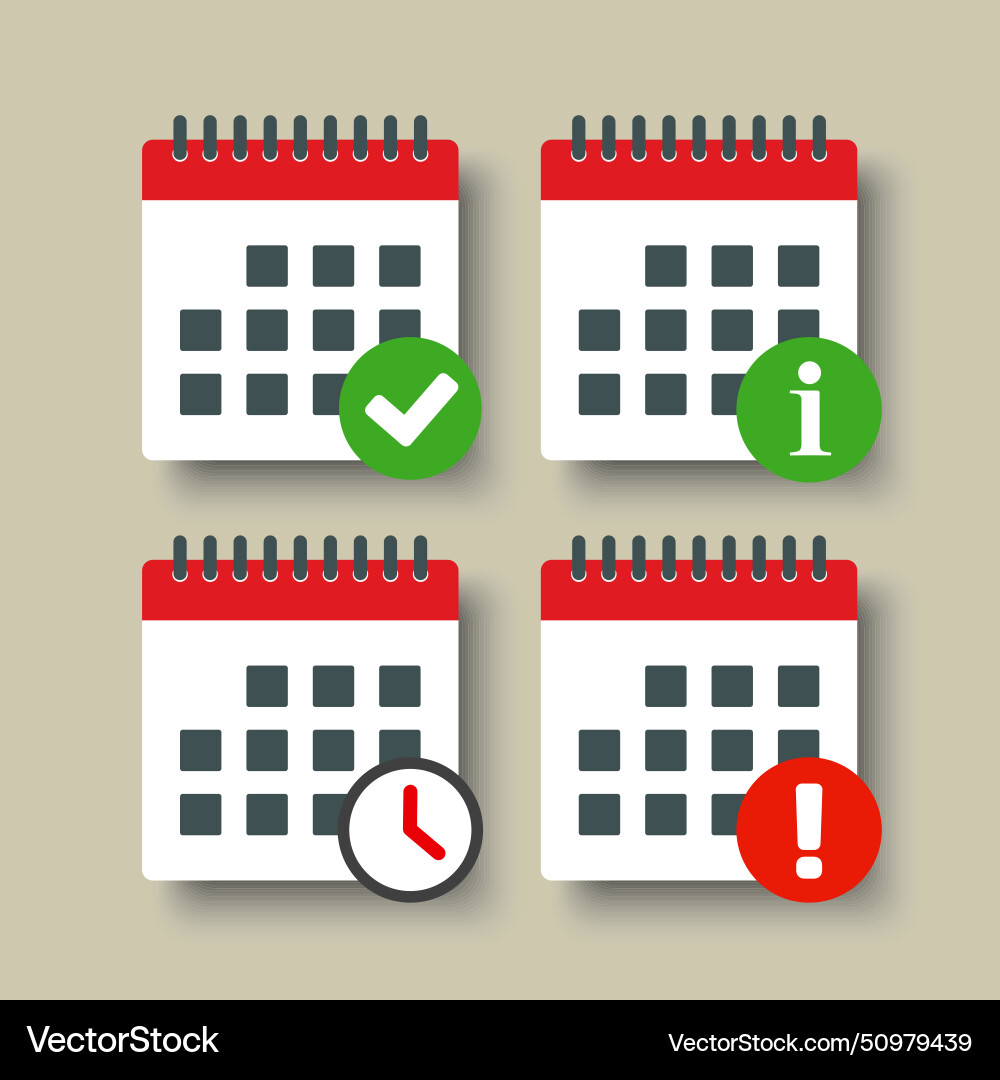 Icon calendar - message check info error clock Icon calendar - message check info error clock vector image