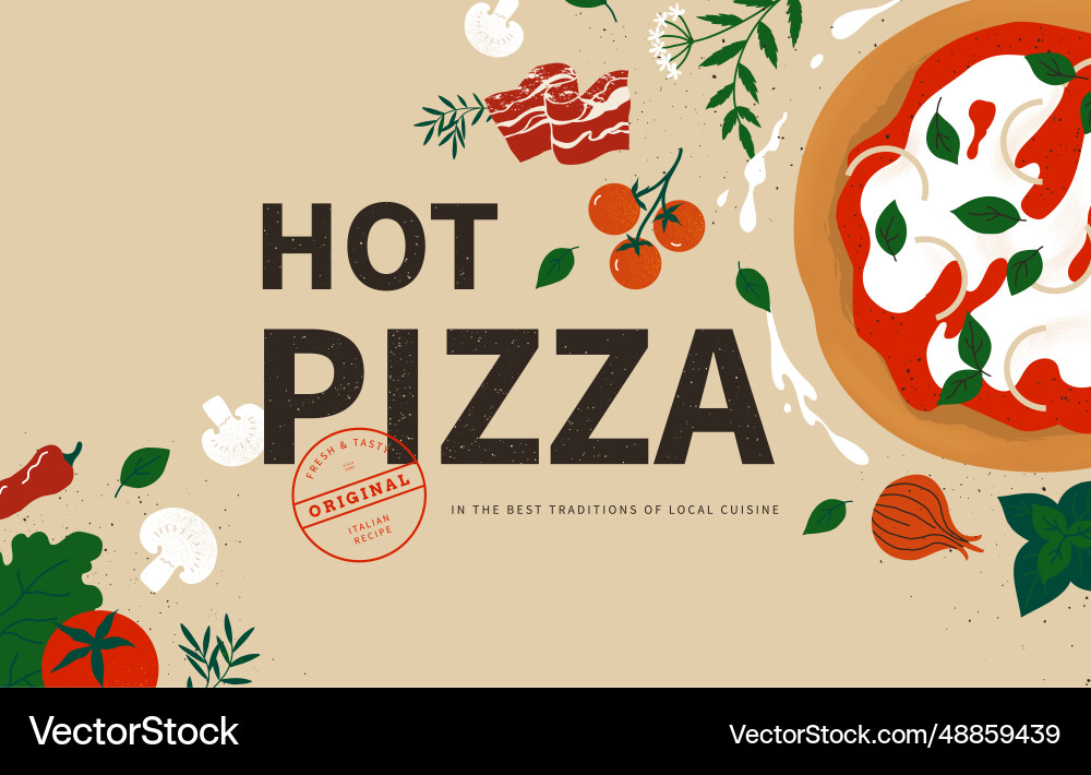 Italian pizza food background pasta ingredients Italian pizza food background pasta ingredients vector image