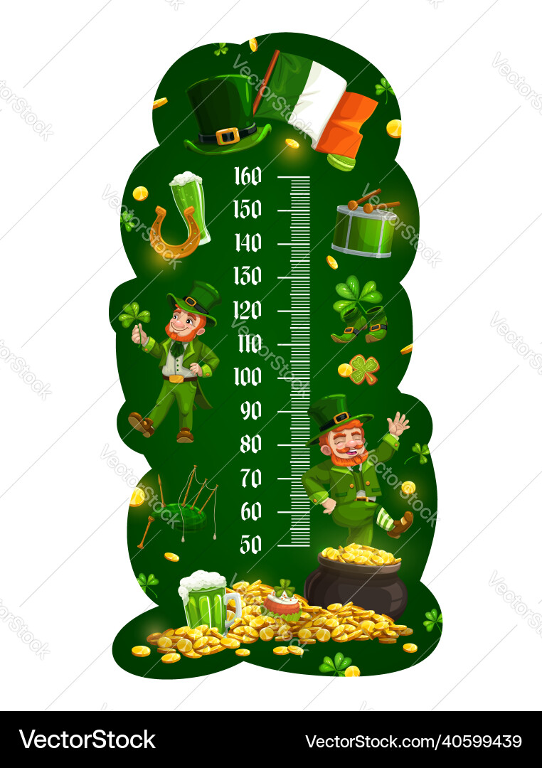 Kids height chart cartoon leprechauns growth meter Kids height chart cartoon leprechauns growth meter vector image