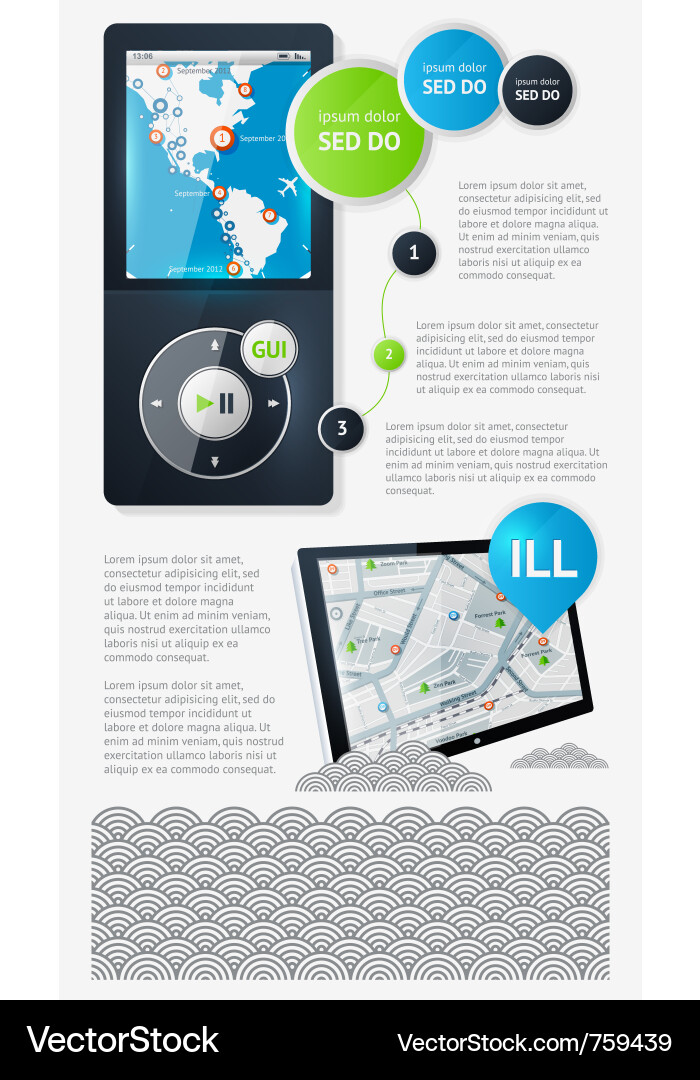 Modern Infographics with Buttons & Menus vector image