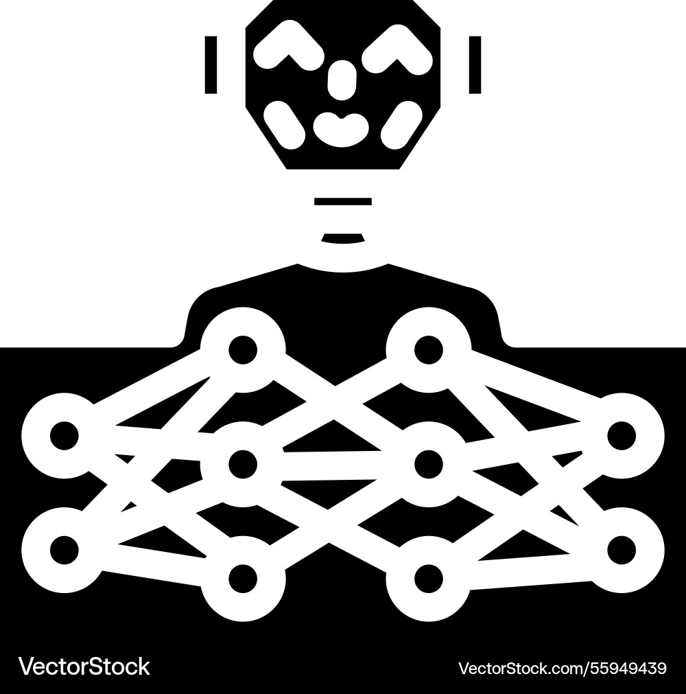 Neural network ai integration glyph icon Neural network ai integration glyph icon vector image