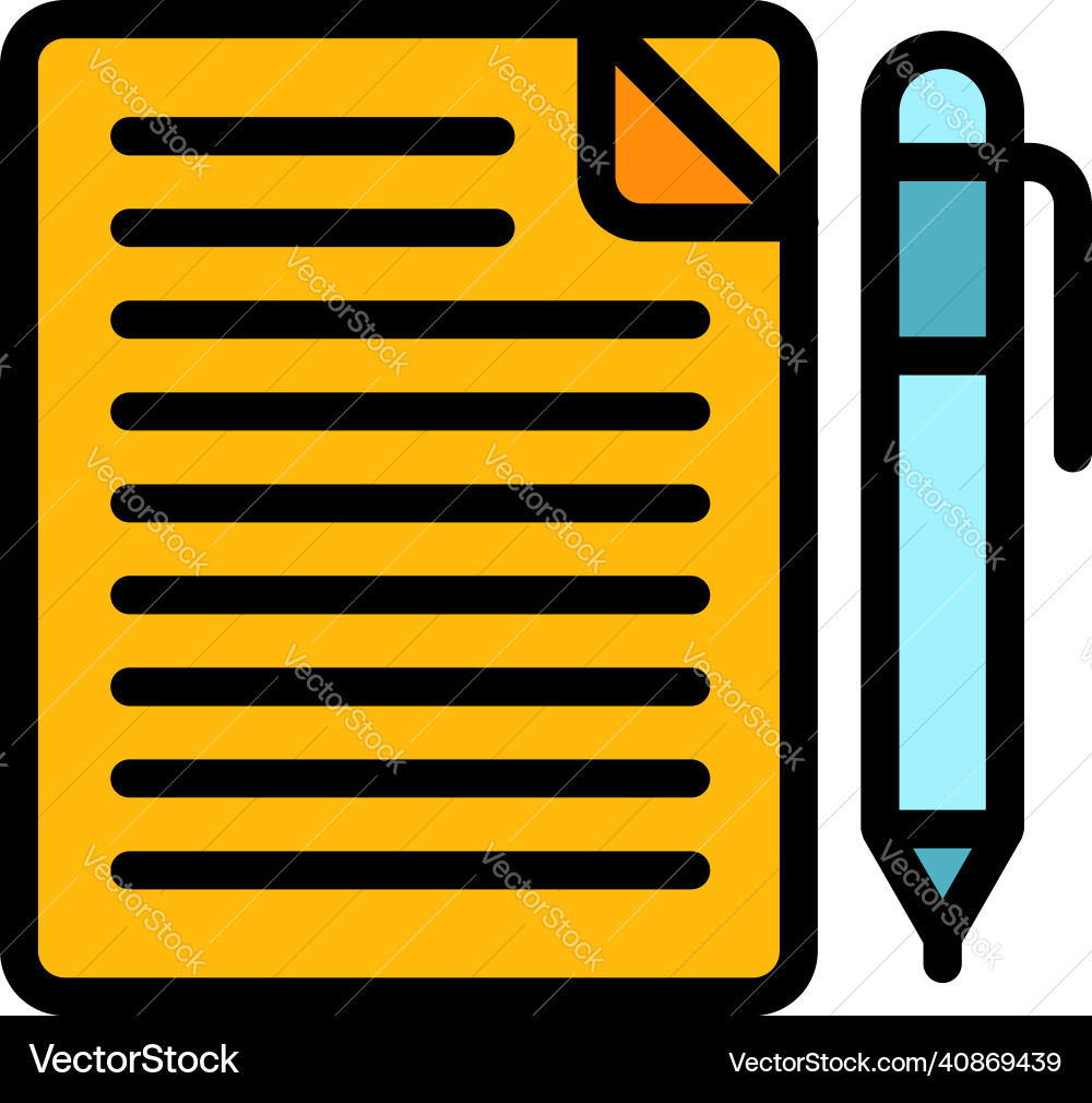 Notebook and pen icon color outline Notebook and pen icon color outline vector image