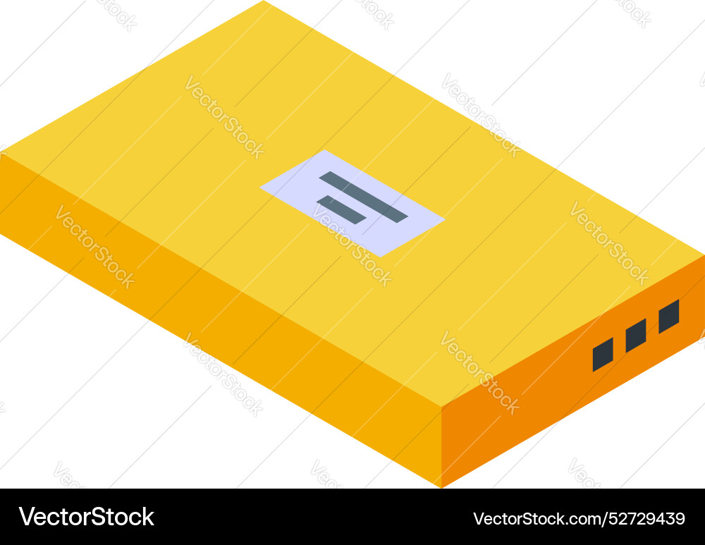Rectangular cardboard box with label isometric Rectangular cardboard box with label isometric vector image