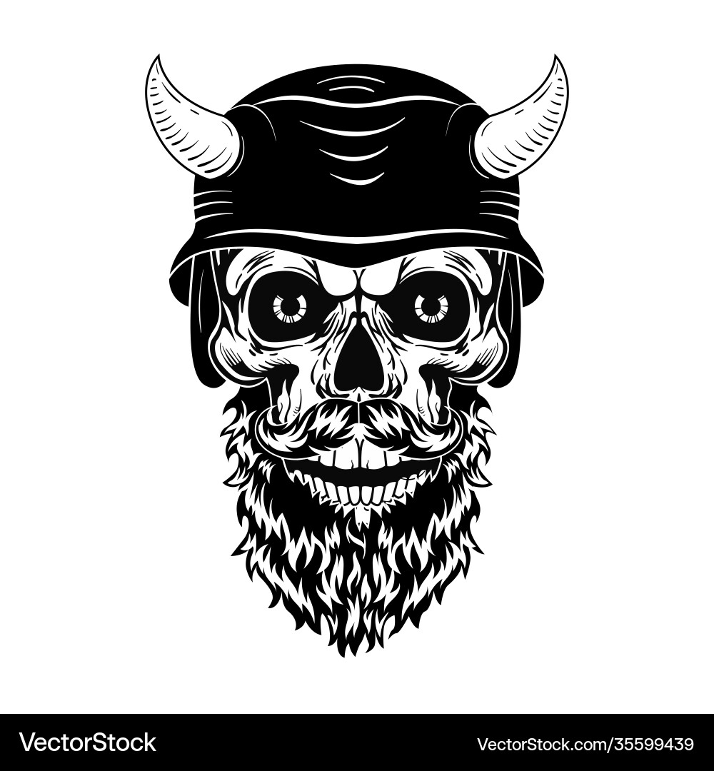 Retro skull in helmet with horns Retro skull in helmet with horns vector image
