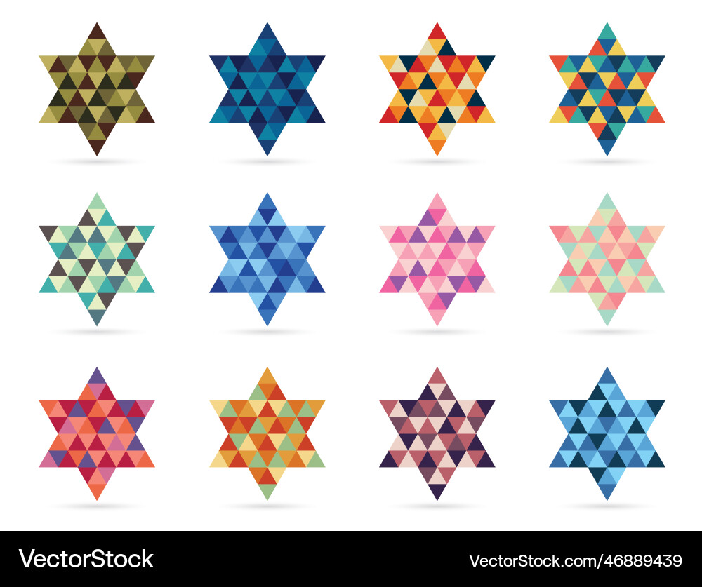 Star of david with a triangle mosaic pattern Star of david with a triangle mosaic pattern vector image