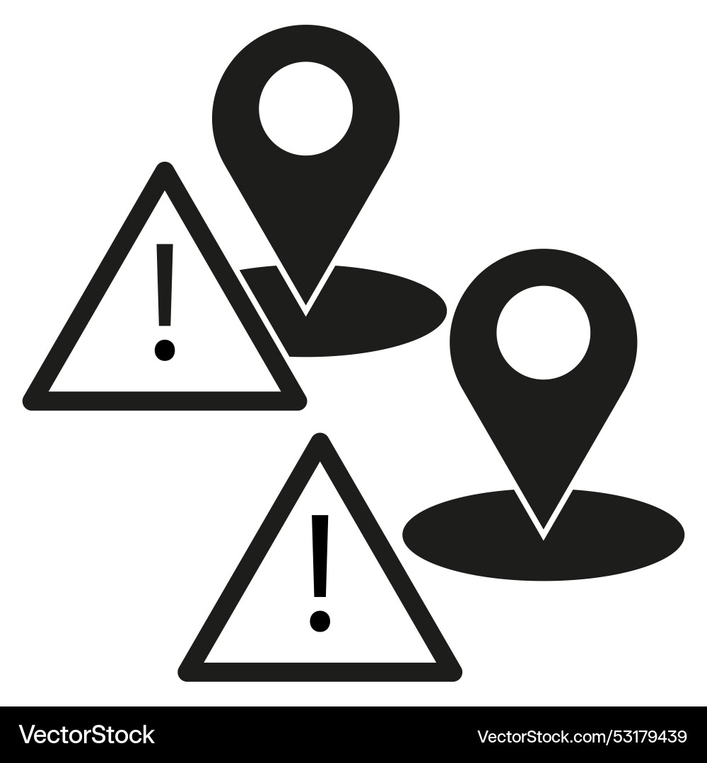 Warning location icon alert map pin eps 10 Warning location icon alert map pin eps 10 vector image