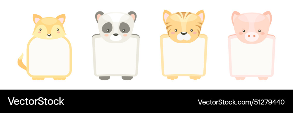 Animal note card with empty space set Animal note card with empty space set vector image