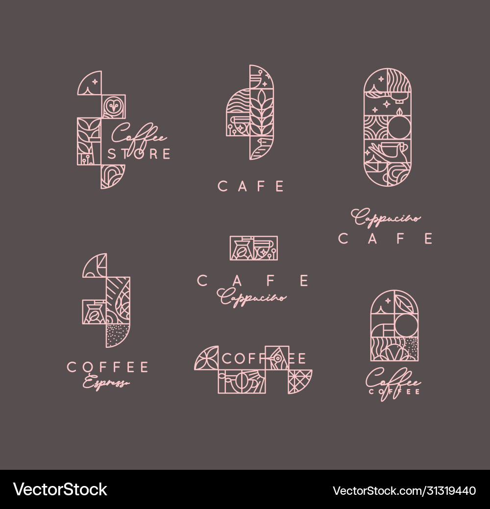 Art deco coffee labels brown Art deco coffee labels brown vector image