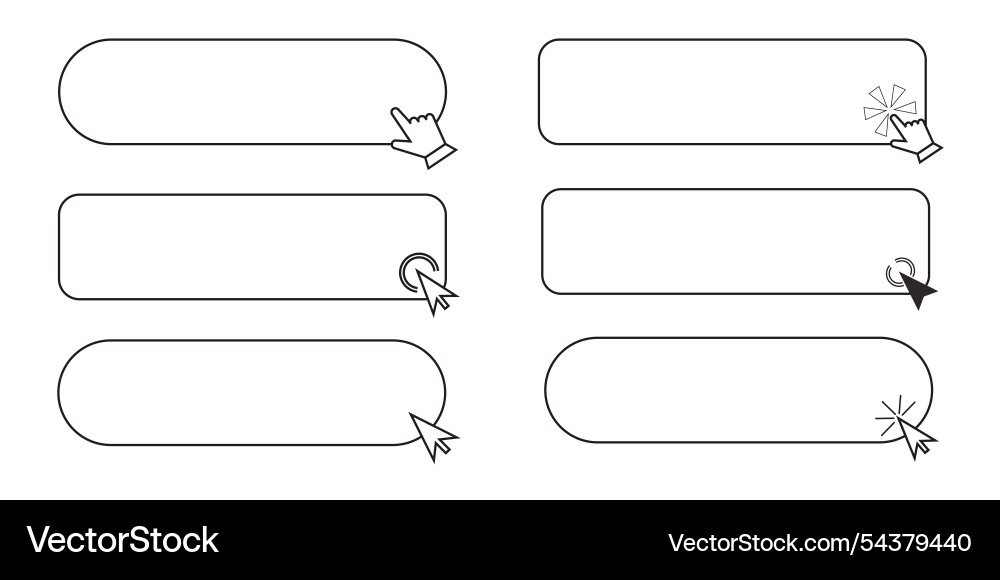Click here line frame interface bar with cursor Click here line frame interface bar with cursor vector image
