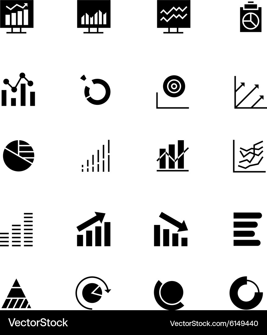 Data Analytics Icons - Charts & Graphs Vector Image