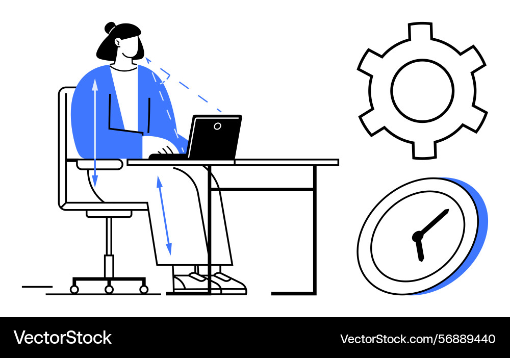 Efficient work habits with ergonomic setup Efficient work habits with ergonomic setup vector image