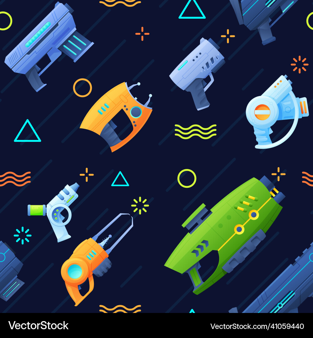 Futuristic multicolored weapon seamless pattern Vector Image