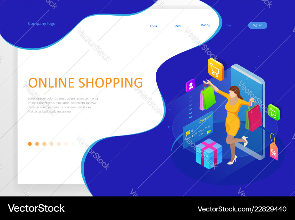 Landing page template of shopping online concept Landing page template of shopping online concept vector image