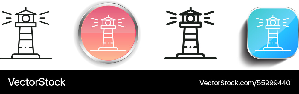 Lighthouse icon thin linear regular and button vector image