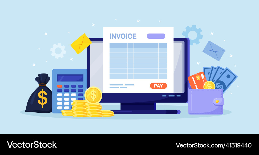 Online payment service invoice form on computer Vector Image