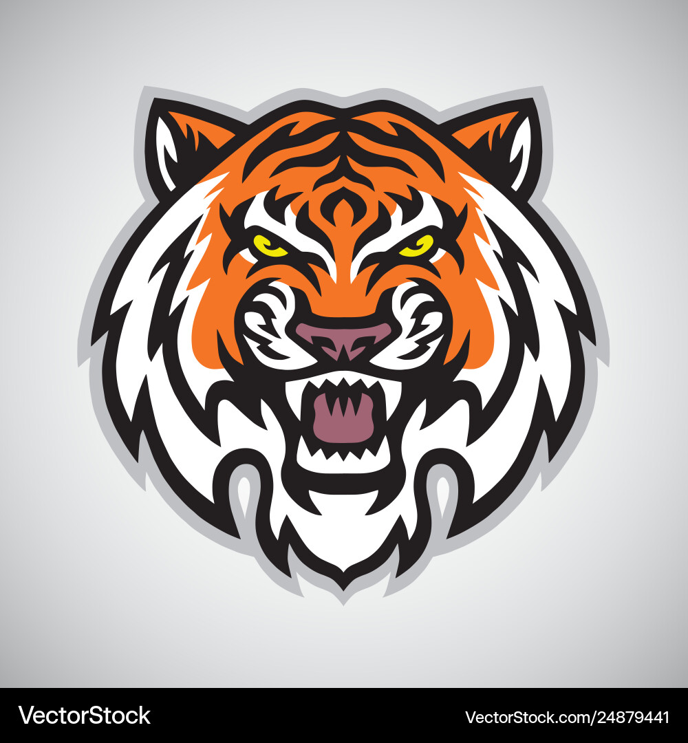 Angry Tiger Head Mascot Vector Image