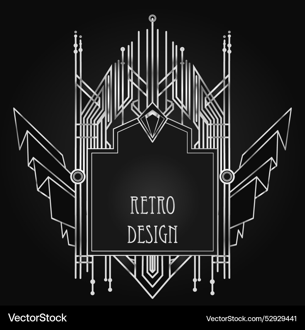 Art deco vintage silver design element over black Art deco vintage silver design element over black vector image